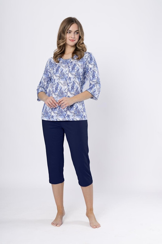 Pijama de mujer Ewlin 1661 Leveza denim-algodón, manga 3/4