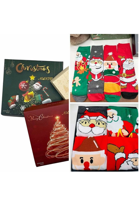 Set de calcetines Feliz Navidad M898 Wik Unisex- 4 pares de calcetines de Navidad en una caja