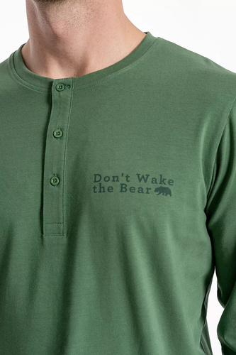 Moraj PDM pijama de hombre 4600-015 verde - pijama de algodón de manga larga con pantalón