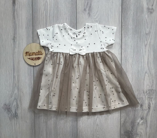 Vestido-body con tul SB16201 Mamatti blanco elegante para bebé