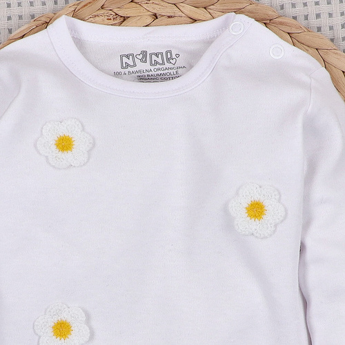 NINI LITTLE FLOWERS body blanco para bebé de algodón orgánico con bordado ABN-5761/BIA