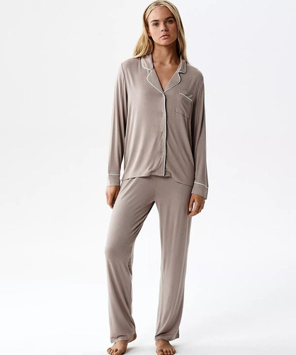 Pijama mujer Atlantic NLP-495 de modal con cuello y pantalón largo