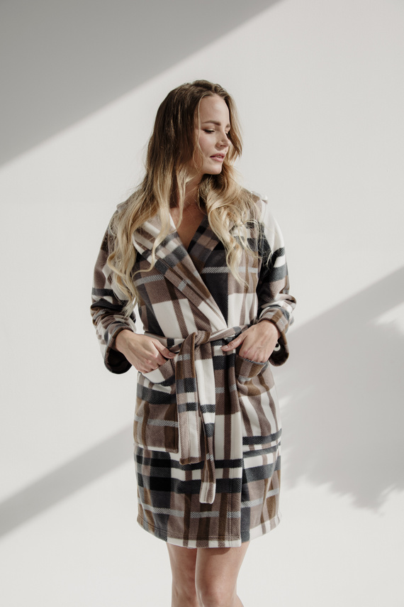 031 Manta albornoz De Lafense - cálido albornoz de vellón para señora Super Cozy, marrón