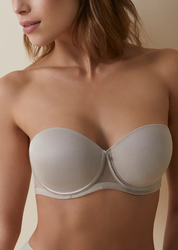 Esmeralda Bardot Autoportante Selene Beige - Sujetador sin tirantes, sujeción de silicona