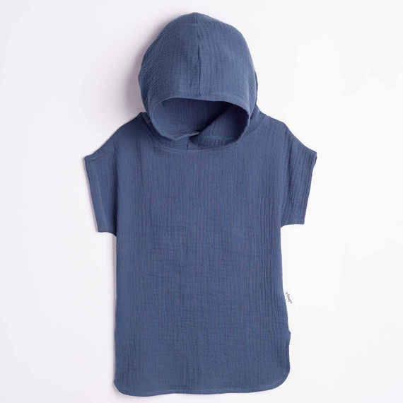 Poncho infantil Nicol 224394 muselina 100% algodón con capucha - azul marino