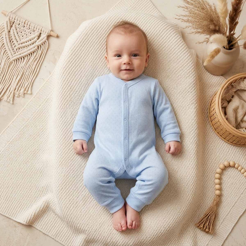 224058 Nicol Pijama para bebé azul 100% algodón calado
