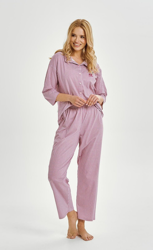 Jolie 3435 Mujer rosa Taro 3/4 botones de manga de algodón 100%