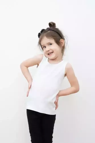 Camiseta Tosia para niña, hombro ancho Moda Italiana- blanco