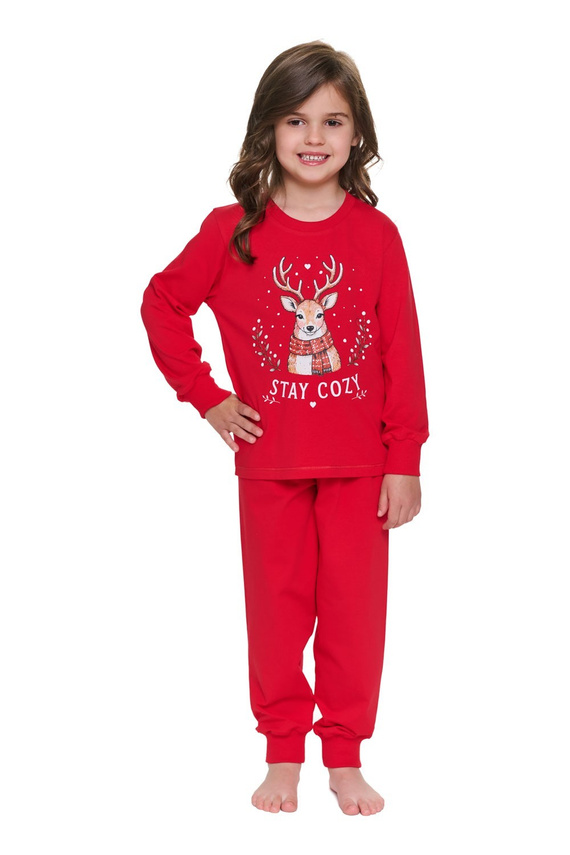 Pijama infantil Doctor Nap 7505 roja de algodón con ciervo Stay Cozy