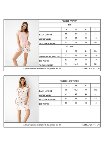 Sensis Arielle pijama de mujer de bambú y algodón crudo, manga corta, short