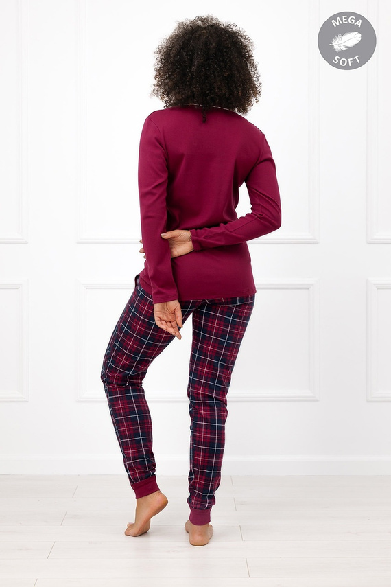 Italian Fashion Brenda pijama larga para mujer Mega Soft a cuadros con bolsillos