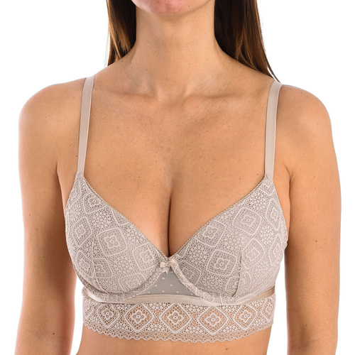 Lydia Selene Sujetador de encaje acolchado beige con aros