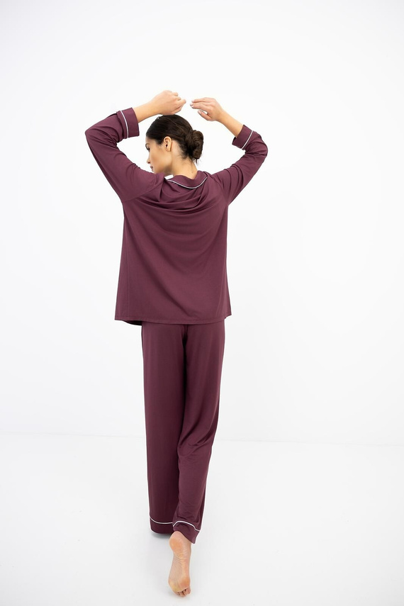 Sensis Vaya Pijama de Mujer 100% Viscosa Azul Marino con Flores y Botones