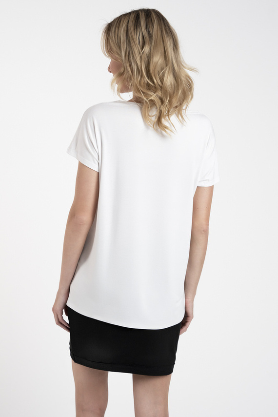 Ksenia Blusa manga corta Moda Italiana - blanco