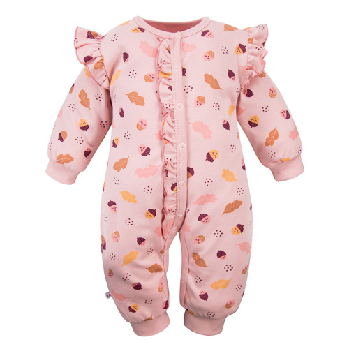 Pijama para bebé Fluffy Tails Eevi rosa - algodón, sin pies, con botones a presión