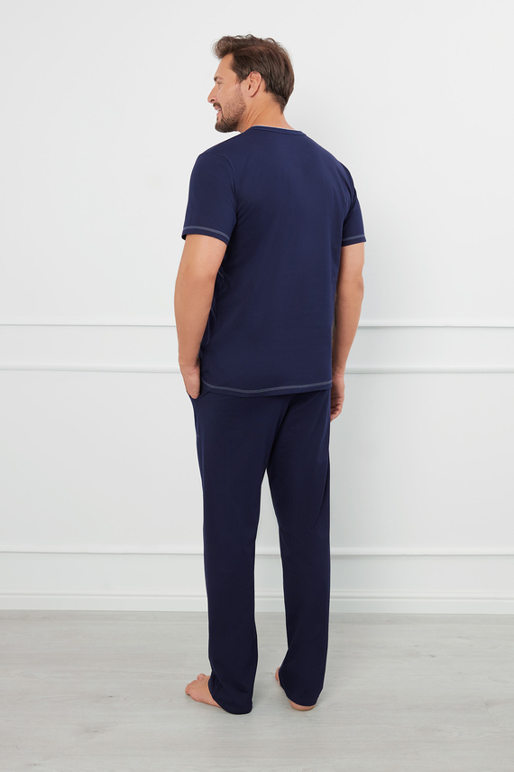 Salomon Pijama hombre manga corta, pantalón largo Italian Fashion - azul marino/azul