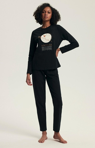 43727 Dairoku Henderson pijama de las mujeres negro - algodón, longitud. mangas y pantalones