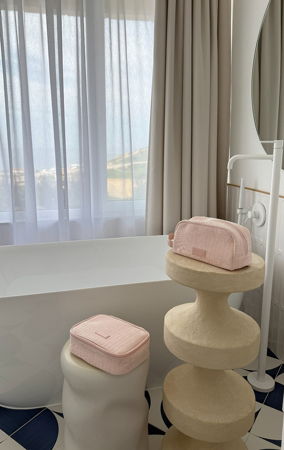 Neceser Large Sensis – Elegante, Con Compartimento para Brochas, Con Cremallera, Material Acanalado