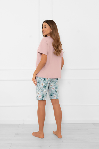 Pijama señora Perlis - manga corta, pantalón corto, algodón Moda Italiana