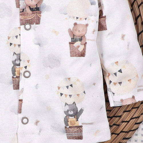 ABN-5540 Body Nini Happy Animals de algodón orgánico para bebé - botones automáticos sin níquel, seguros y cómodos para el bebé