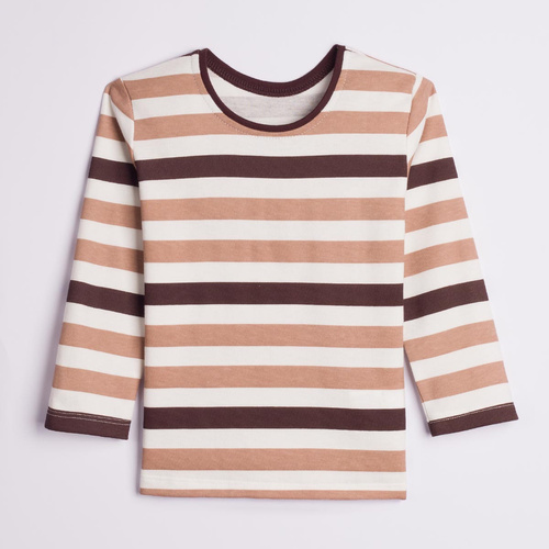 227138 Nicol Blusa infantil 100% algodón manga larga rayas marrón