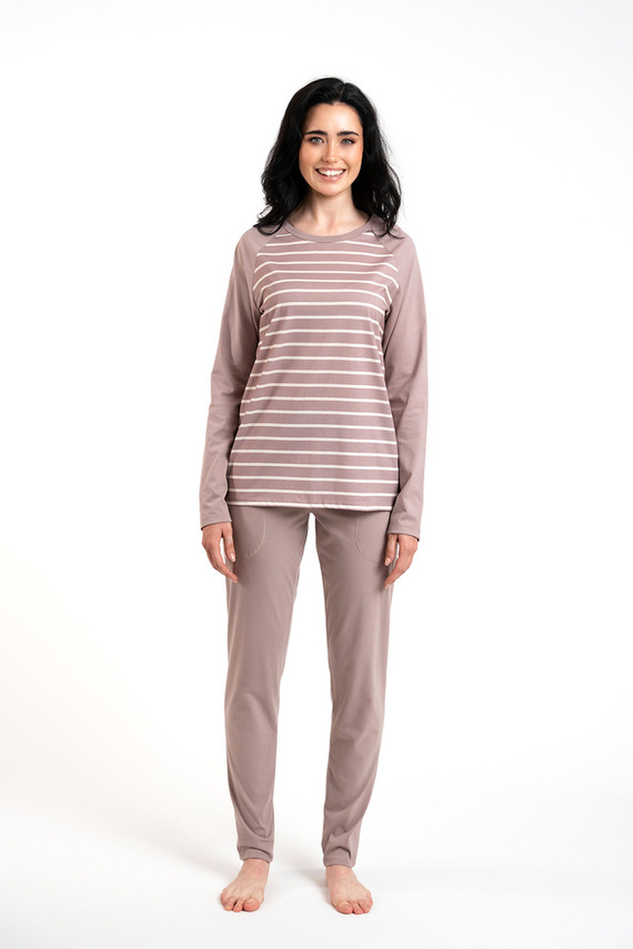 Oda Pijama de manga larga para mujer, pantalón largo Moda Italiana - estampado capuchino/cappuccino