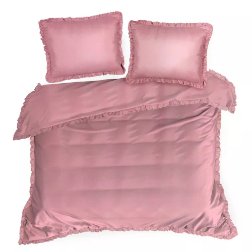 Ropa de cama de microfibra Eurofirany MI con volante, suave, con cremallera, rosa