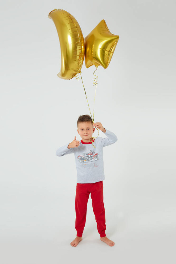 Pijama Junak para niño manga larga y pantalón Moda Italiana - j.melange/rojo