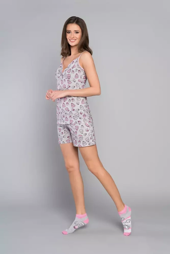 Pijama slim-fit Dolce Ladies, short Moda Italiana - estampado