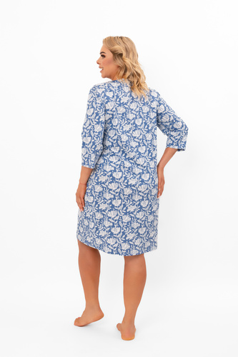 Camisón de señora Bisali - algodón, manga ¾, estampado floral Moda Italiana