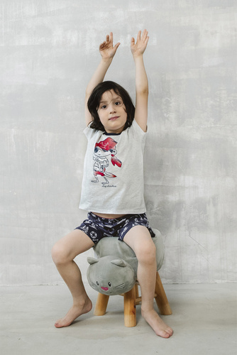 Kastos Pijama de manga corta para niño, pantalón Moda Italiana - light melange