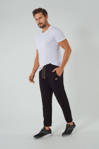 Leader Pantalones largos de chándal para hombre Italian Fashion - negro