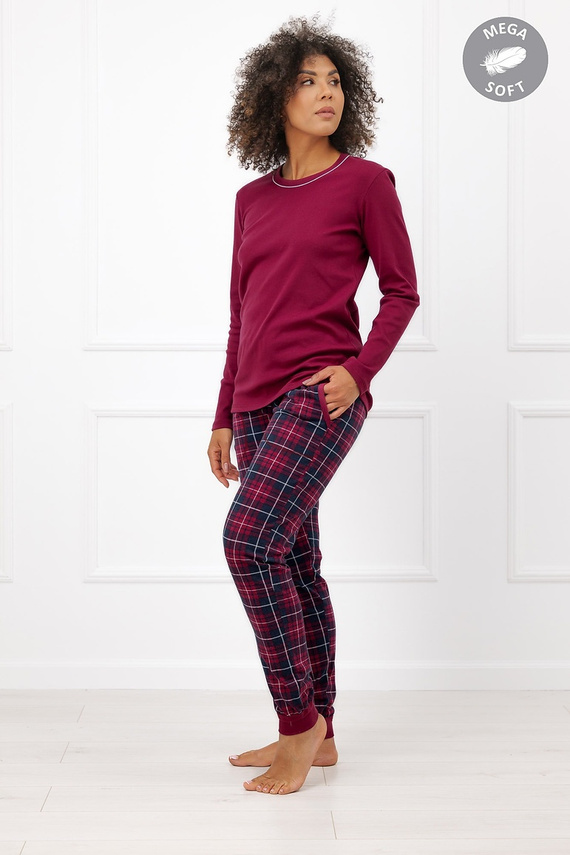 Italian Fashion Brenda pijama larga para mujer Mega Soft a cuadros con bolsillos