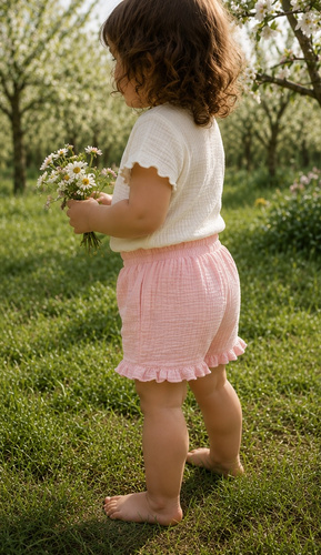 Mamatti SZ50306  Pantalones cortos infantiles de muselina, frescos y elegantes