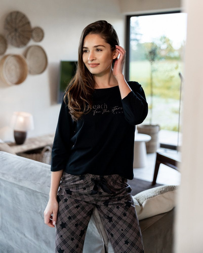 Sensis Reach For The Stars Pijama de mujer - negro-marrón