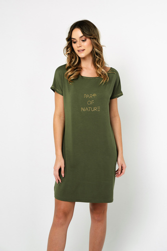 Natura Camisón de mujer, manga corta Moda Italiana - caqui