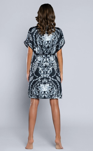 Silver Bata de mujer de manga corta Satén Moda Italiana - azul marino