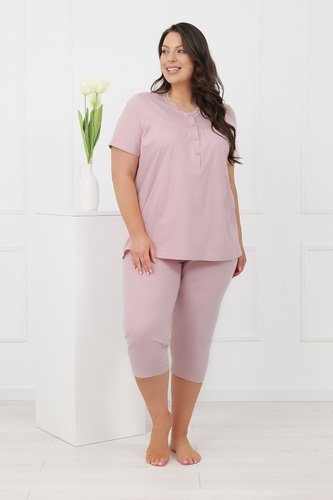 Hemaria Italian Fashion pijama de mujer de algodón 3/4 plus size rosa
