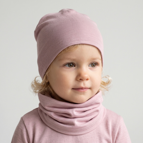 229105 Nicol Cuello infantil 100% Merino rosa polvo