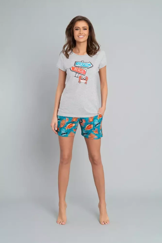 Pijama de manga corta Oceania Ladies, short Italian Fashion- melange/print