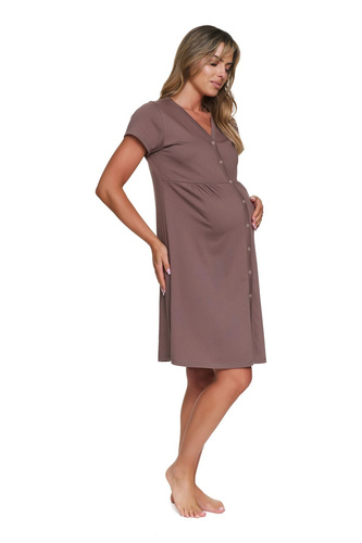 7303 Doctor Nap - Camisón de embarazo y lactancia | Algodón con elastano, fabricación polaca - mousse moca