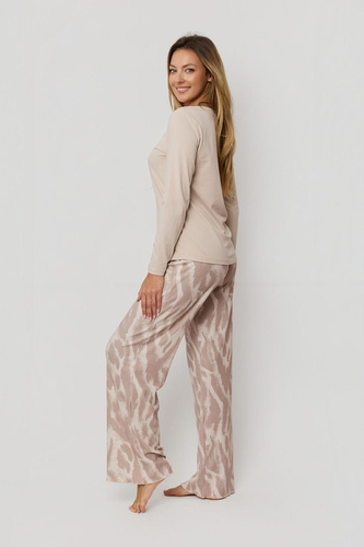 Mefemi Noelia PW85 pijama de algodón capuchino, pantalón estampado, conjunto mujer
