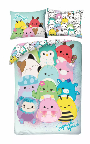 Ropa de cama Halantex Squishmallows 140x200 colorida con funda de almohada 70x90