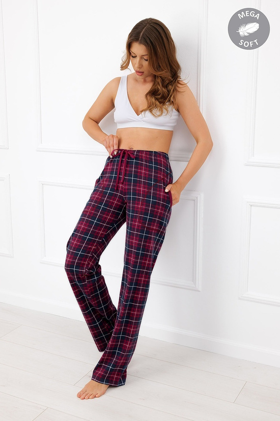 Italian Fashion Alana Pantalones largos de mujer de algodón Mega Soft a cuadros