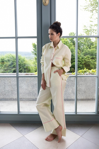 Pijama mujer Sensis Raven lima – algodón, camisa con botones y pantalón