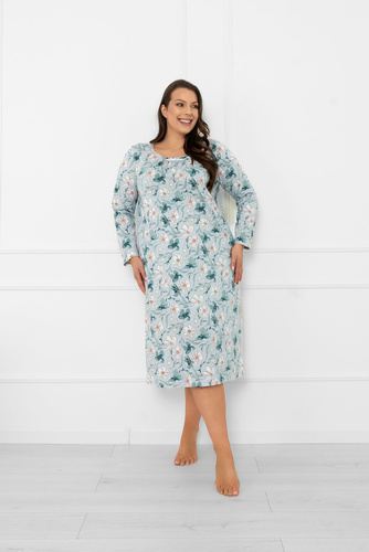 Camisón de señora Sekwoja - algodón, manga larga, estampado floral Moda Italiana