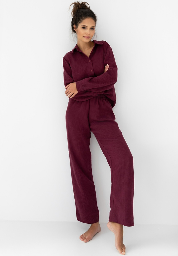 Sensis pijama mujer Colette - algodón muselina, manga larga, abotonado