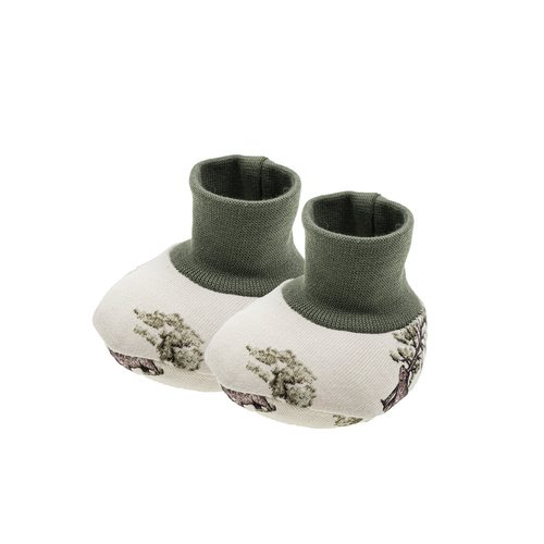 218084 Zapatitos de bebé Oso Yogui Nicol - algodón, estampado bosque