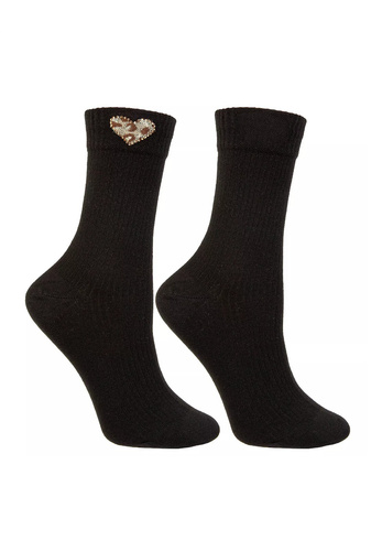 Calcetines de mujer Moraj CSL250-941 de algodón acanalados con corazón de estampado de leopardo