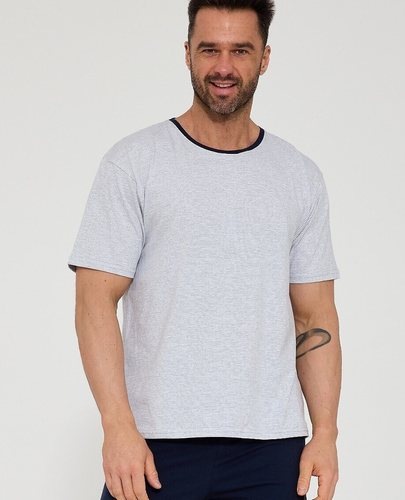 Cornette 338/53 pijama hombre gris algodón manga corta cómodo